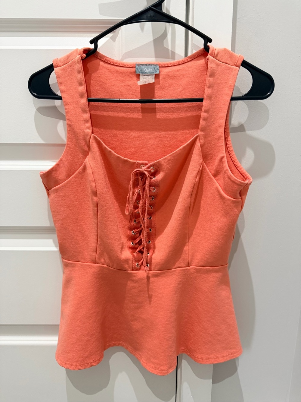 Vizio USA Coral Lace-Up Peplum Top - Size M